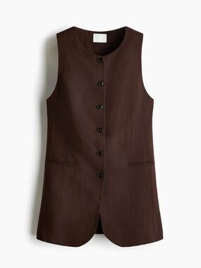 H&M Brown Sleeveless Button-Front Tank Top